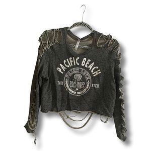 Cropped long sleeve sweater